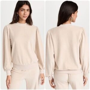 Suzie Kondi Perissa Velour Puff Shoulder Top Sweatshirt Dorset Long Sleeve XS